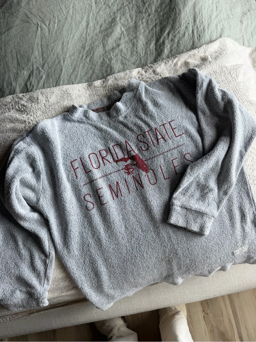 Tommy Bahama Light Gray Crewneck Sweatshirt with Red Florida State Text